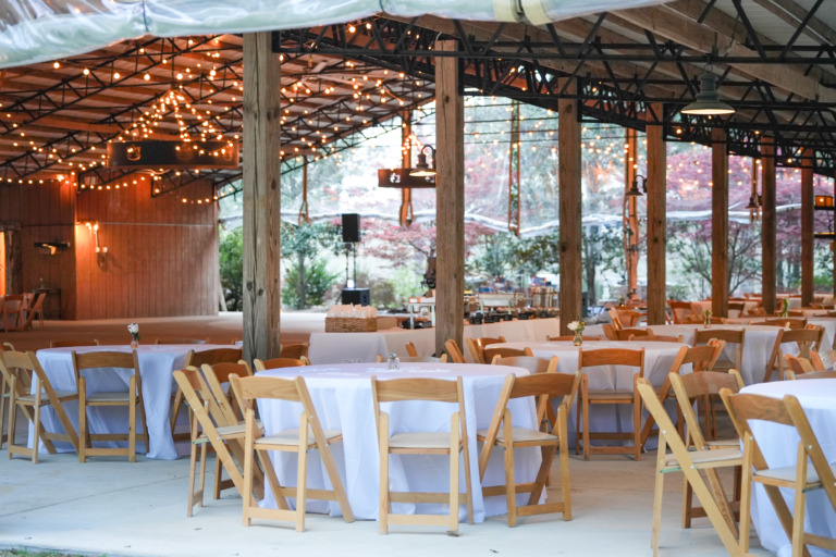 dressed tables within the pavilion