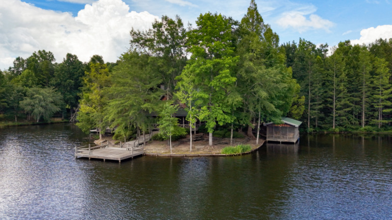 Crooked Oaks Lake View of Lakehouse, Dock, and Screened Room