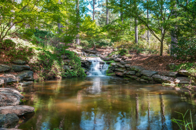 Japanese garden and waterfall